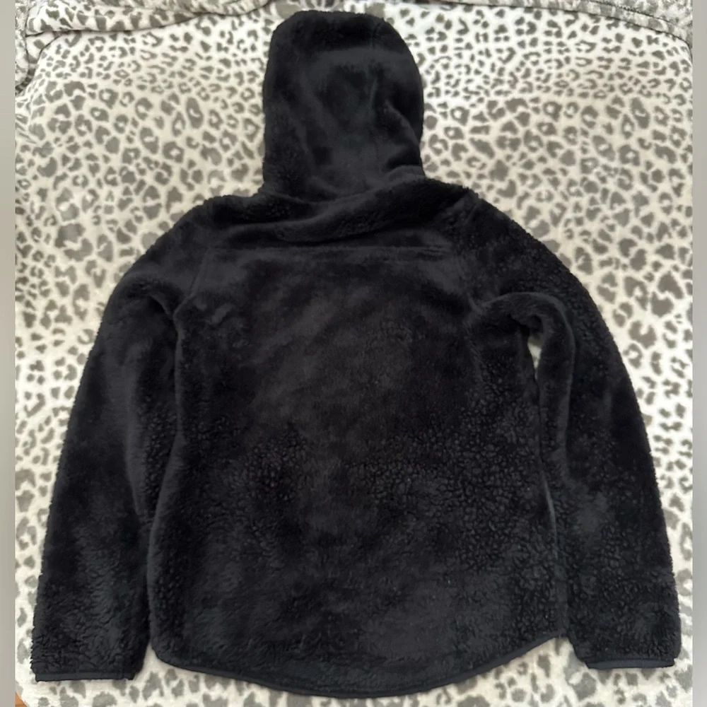 Old Navy Fuzzy Full Zip Hooded Jacket in Black Jack Size XL 14 Girls